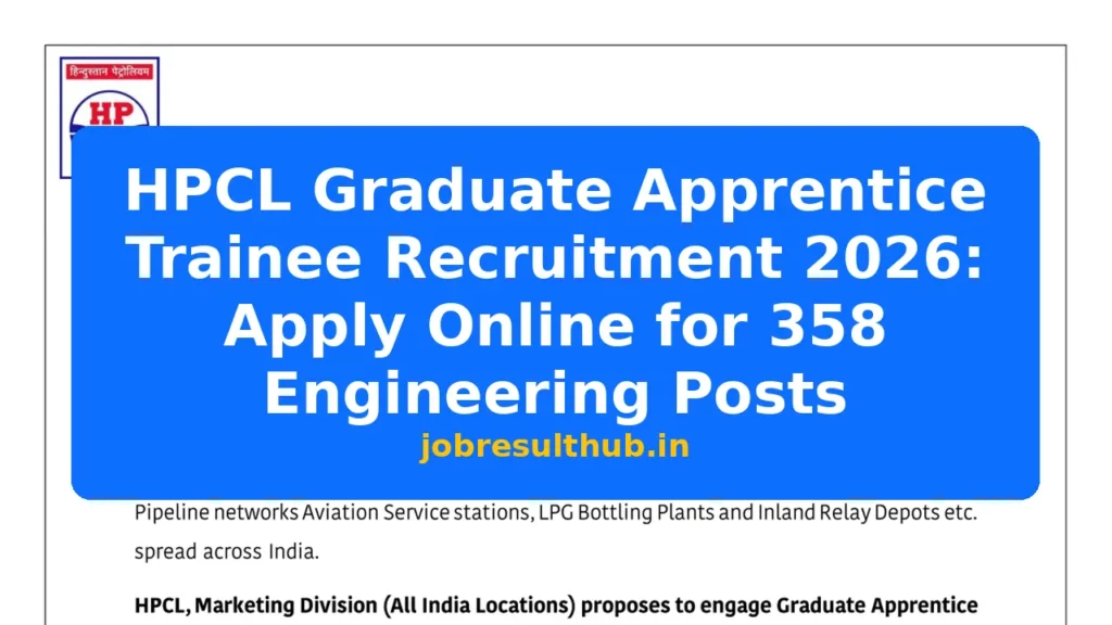 HPCL Graduate Apprentice Trainee Recruitment 2026: Apply Online for 358 Engineering Posts - 1213 Posts