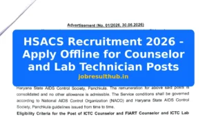 HSACS Recruitment 2026 - Apply Offline for Counselor and Lab Technician Posts - 2026 Posts