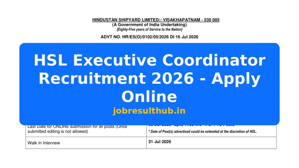 HSL Executive Coordinator Recruitment 2026 - Apply Online - 2026 Posts