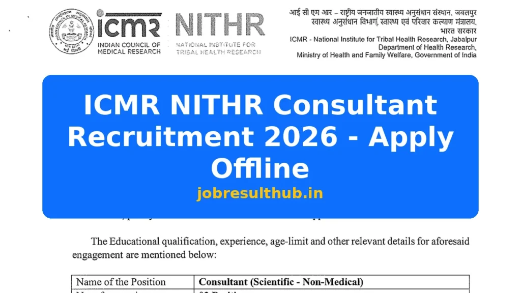 ICMR NITHR Consultant Recruitment 2026 - Apply Offline - 437 Posts