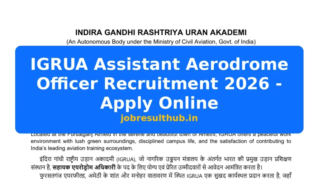 IGRUA Assistant Aerodrome Officer Recruitment 2026 - Apply Online - 2026 Posts