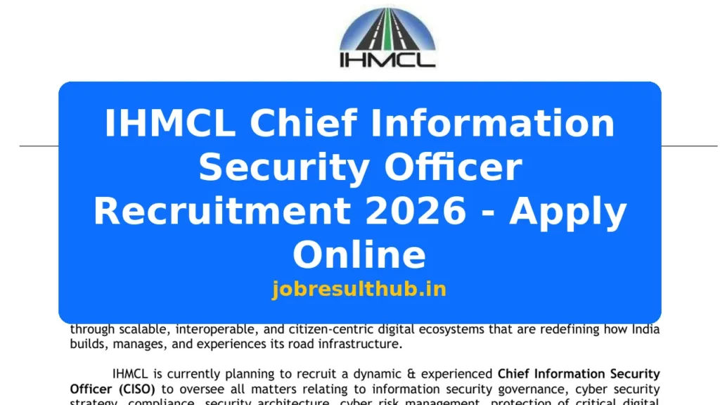 IHMCL Chief Information Security Officer Recruitment 2026 - Apply Online - 2026 Posts