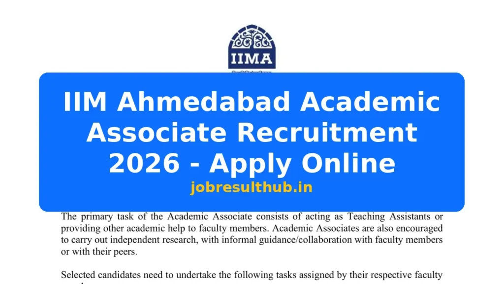 IIM Ahmedabad Academic Associate Recruitment 2026 - Apply Online - 2026 Posts