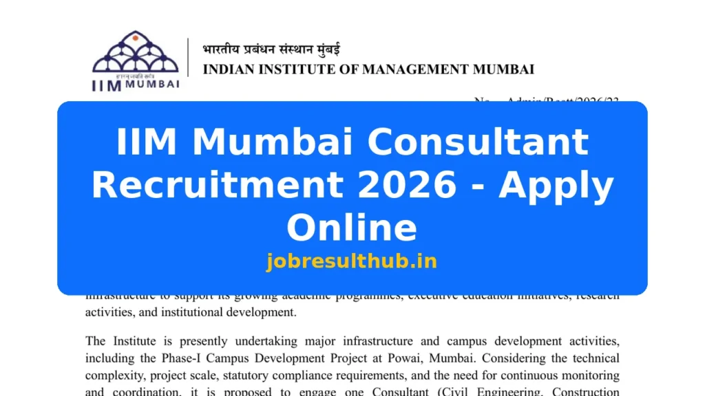 IIM Mumbai Consultant Recruitment 2026 - Apply Online - 2026 Posts
