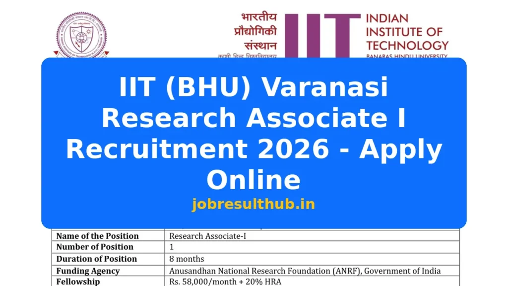 IIT (BHU) Varanasi Research Associate I Recruitment 2026 - Apply Online - 2026 Posts