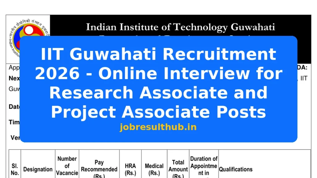 IIT Guwahati Recruitment 2026 - Online Interview for Research Associate and Project Associate Posts - 715 Posts
