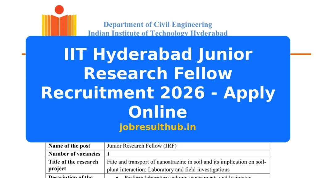 IIT Hyderabad Junior Research Fellow Recruitment 2026 - Apply Online - 715 Posts