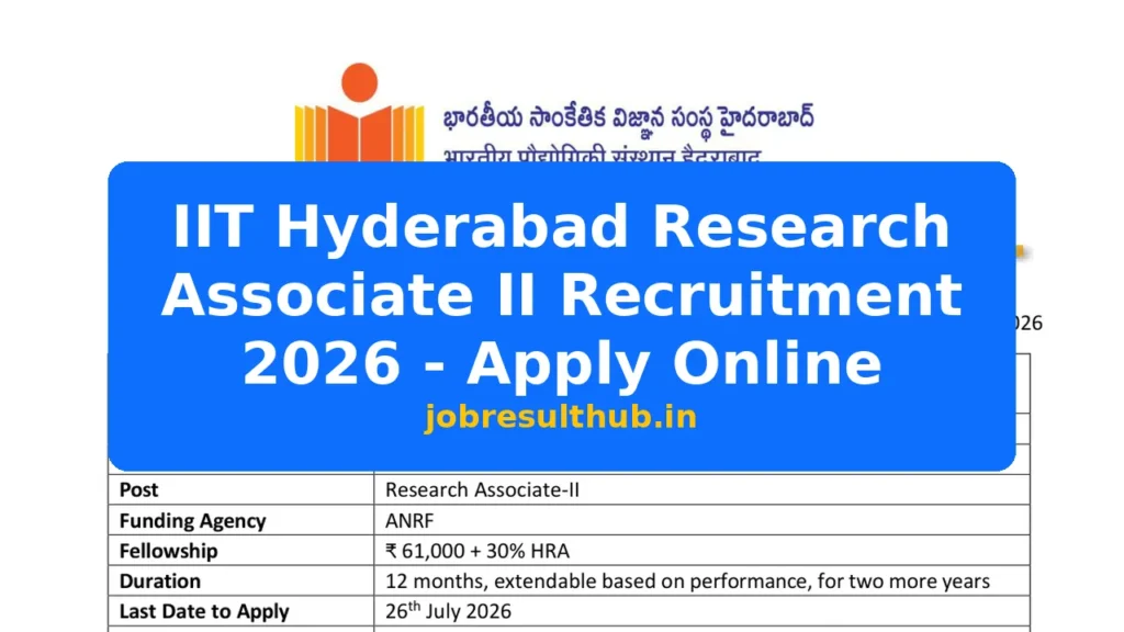IIT Hyderabad Research Associate II Recruitment 2026 - Apply Online - 2026 Posts