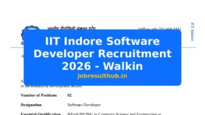 IIT Indore Software Developer Recruitment 2026 - Walkin - 715 Posts