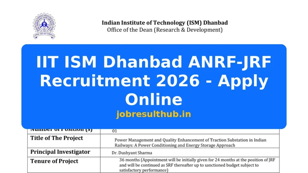 IIT ISM Dhanbad ANRF-JRF Recruitment 2026 - Apply Online - 2026 Posts