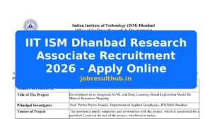 IIT ISM Dhanbad Research Associate Recruitment 2026 - Apply Online - 2026 Posts