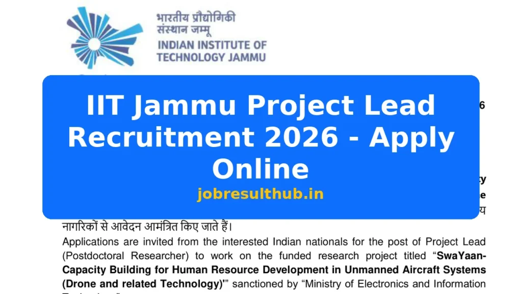 IIT Jammu Project Lead Recruitment 2026 - Apply Online - 437 Posts