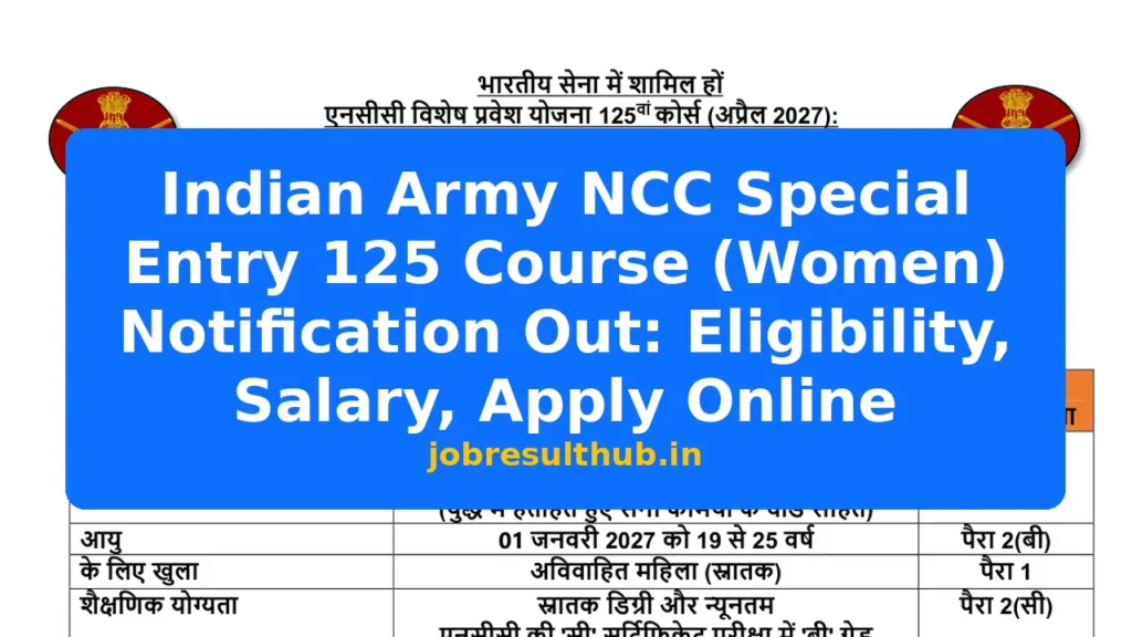 Indian Army NCC Special Entry 125 Course (Women) Notification Out: Eligibility, Salary, Apply Online - 437 Posts