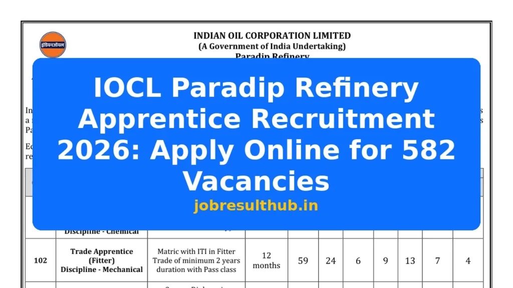 IOCL Paradip Refinery Apprentice Recruitment 2026: Apply Online for 582 Vacancies - 582 Posts