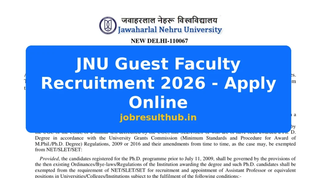 JNU Guest Faculty Recruitment 2026 - Apply Online - 2026 Posts