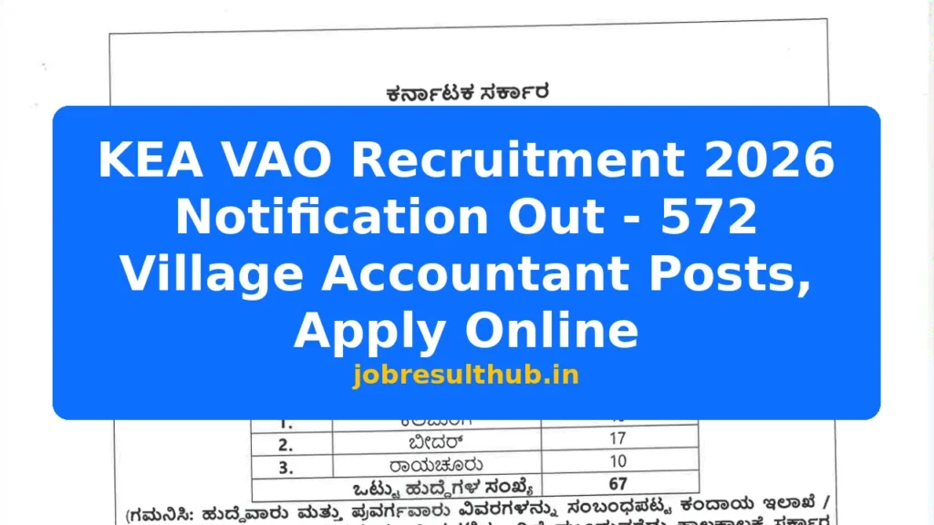 KEA VAO Recruitment 2026 Notification Out - 572 Village Accountant Posts, Apply Online - 572 Posts