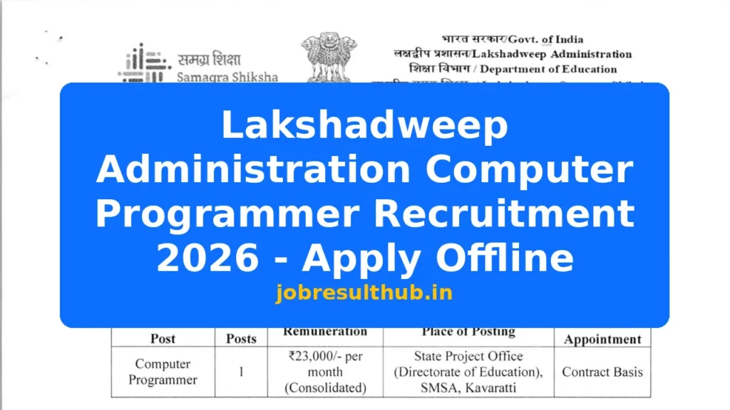 Lakshadweep Administration Computer Programmer Recruitment 2026 - Apply Offline - 2026 Posts