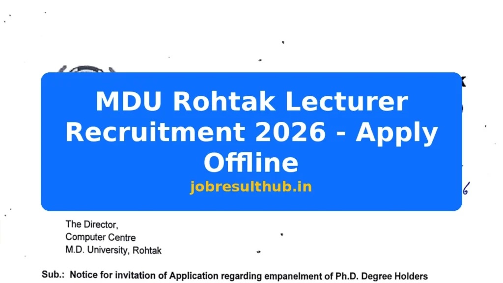 MDU Rohtak Lecturer Recruitment 2026 - Apply Offline - 715 Posts