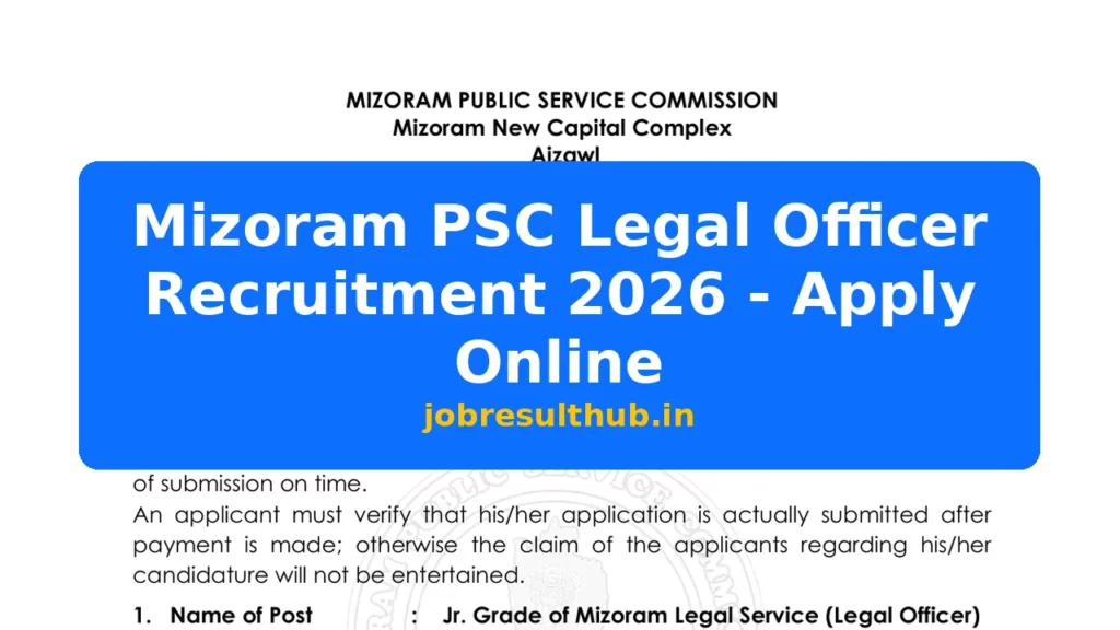 Mizoram PSC Legal Officer Recruitment 2026 - Apply Online - 2026 Posts