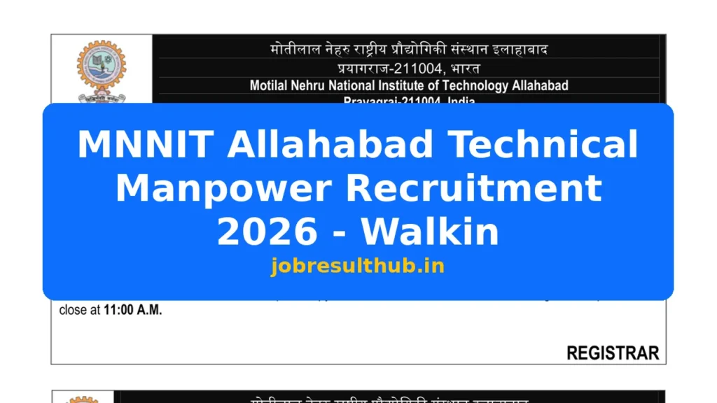 MNNIT Allahabad Technical Manpower Recruitment 2026 - Walkin - 2026 Posts