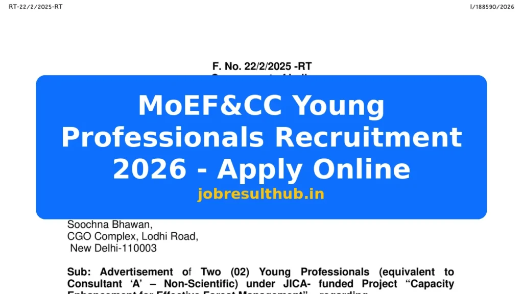 MoEF&CC Young Professionals Recruitment 2026 - Apply Online - 2026 Posts