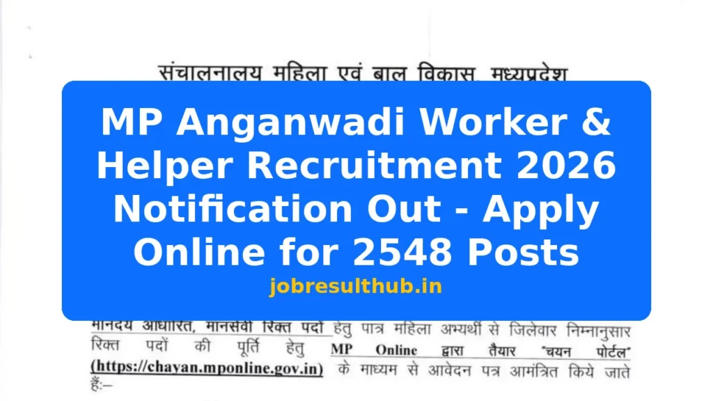 MP Anganwadi Worker & Helper Recruitment 2026 Notification Out - Apply Online for 2548 Posts - 2026 Posts