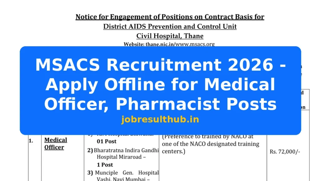 MSACS Recruitment 2026 - Apply Offline for Medical Officer, Pharmacist Posts - 2026 Posts