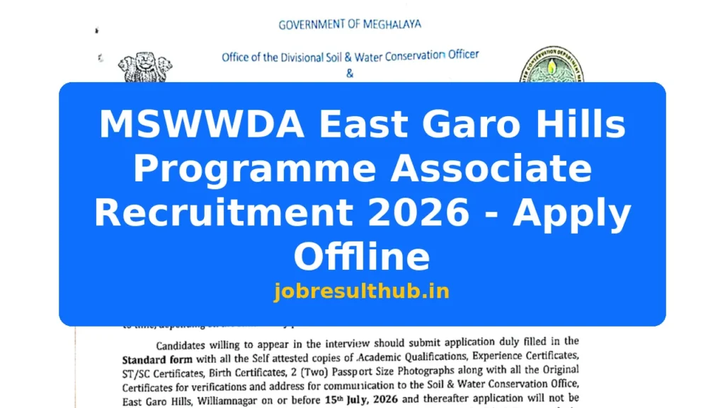 MSWWDA East Garo Hills Programme Associate Recruitment 2026 - Apply Offline - 2026 Posts