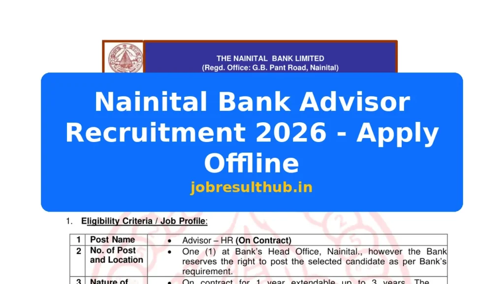 Nainital Bank Advisor Recruitment 2026 - Apply Offline - 2026 Posts