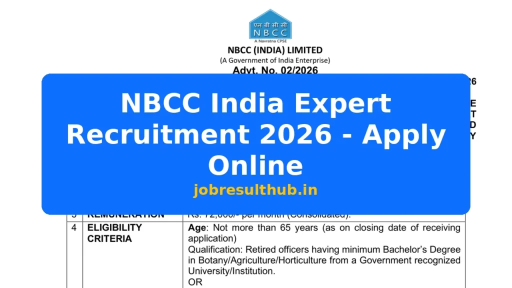 NBCC India Expert Recruitment 2026 - Apply Online - 2026 Posts