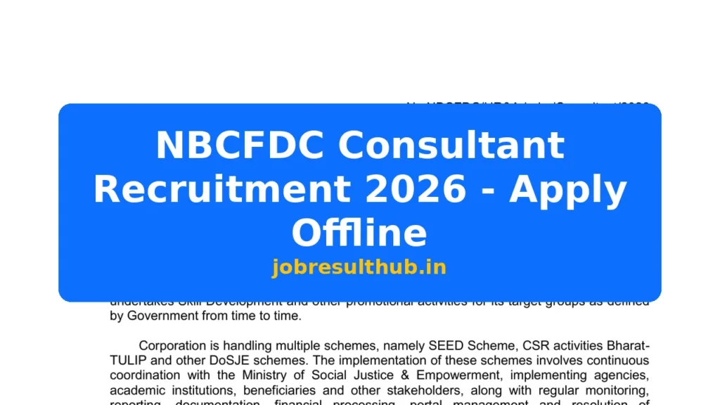 NBCFDC Consultant Recruitment 2026 - Apply Offline - 2026 Posts