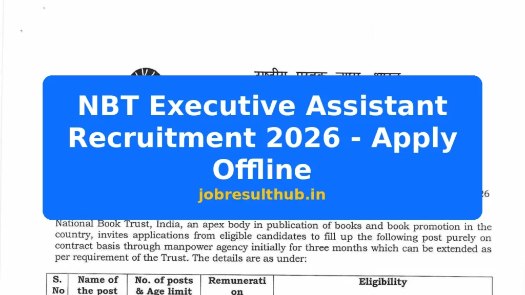 NBT Executive Assistant Recruitment 2026 - Apply Offline - 2026 Posts