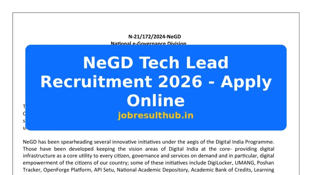 NeGD Tech Lead Recruitment 2026 - Apply Online - 2026 Posts