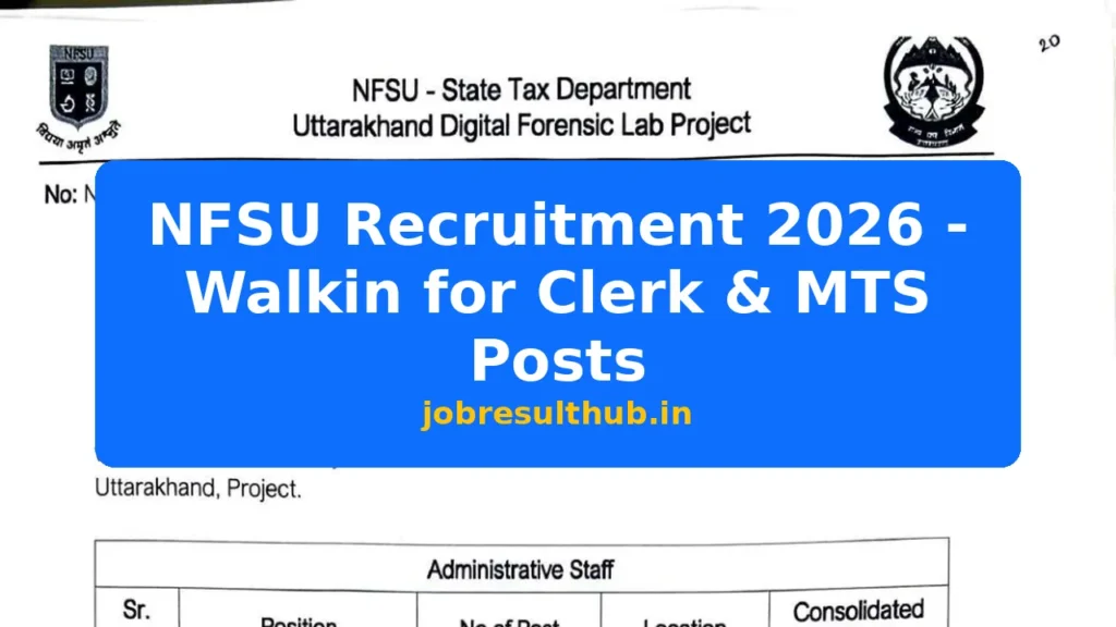 NFSU Recruitment 2026 - Walkin for Clerk & MTS Posts - 437 Posts
