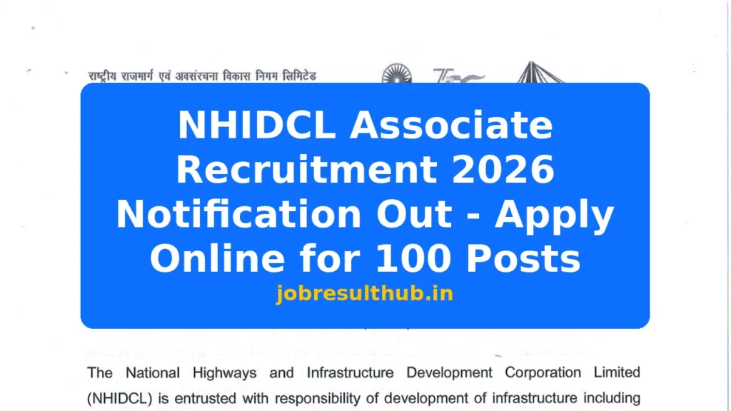 NHIDCL Associate Recruitment 2026 Notification Out - Apply Online for 100 Posts - 100 Posts