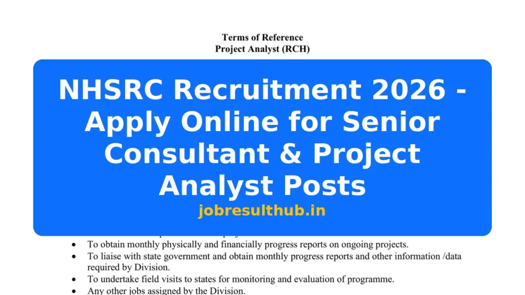 NHSRC Recruitment 2026 - Apply Online for Senior Consultant & Project Analyst Posts - 2026 Posts