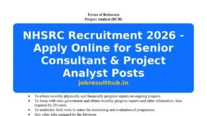 NHSRC Recruitment 2026 - Apply Online for Senior Consultant & Project Analyst Posts - 2026 Posts
