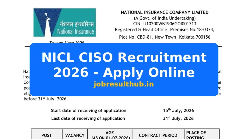 NICL CISO Recruitment 2026 - Apply Online - 437 Posts