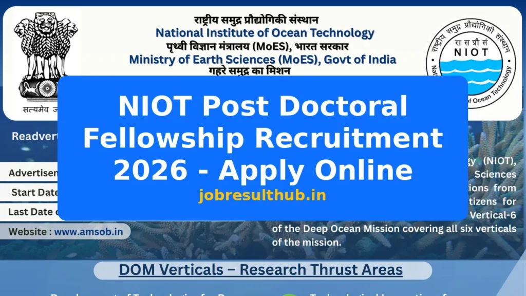 NIOT Post Doctoral Fellowship Recruitment 2026 - Apply Online - 2026 Posts