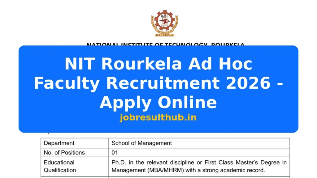 NIT Rourkela Ad Hoc Faculty Recruitment 2026 - Apply Online - 2026 Posts