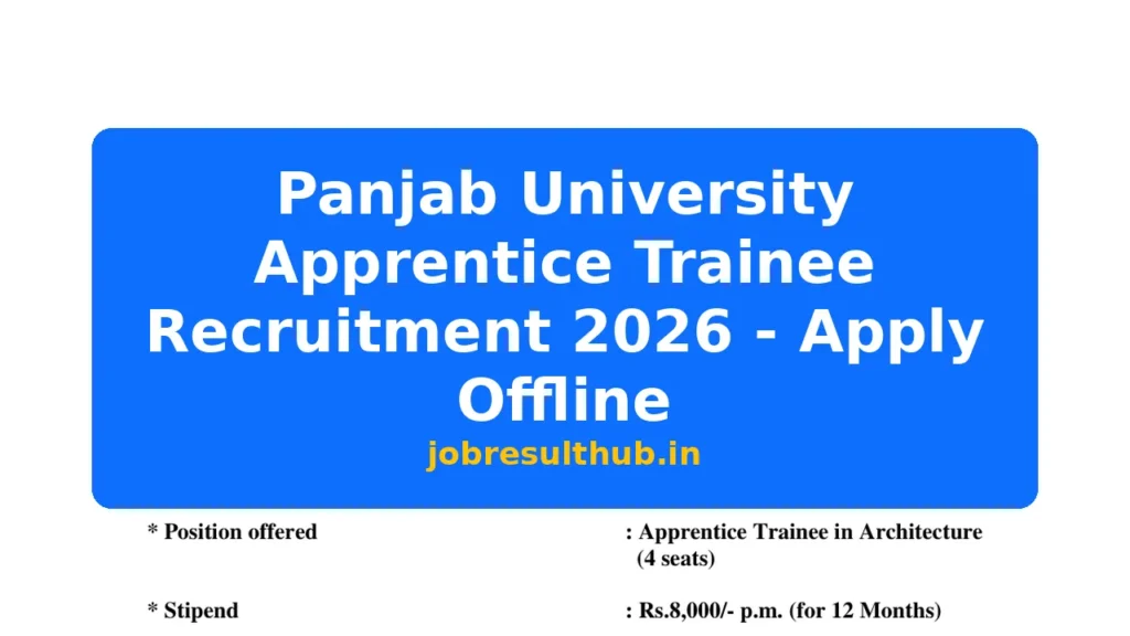 Panjab University Apprentice Trainee Recruitment 2026 - Apply Offline - 2026 Posts
