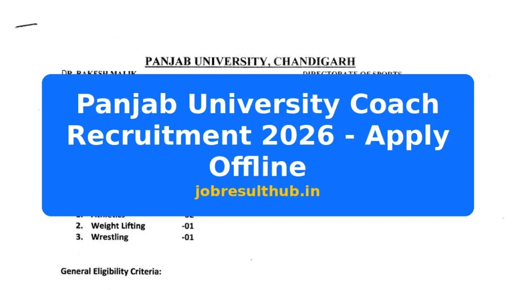 Panjab University Coach Recruitment 2026 - Apply Offline - 4 Posts