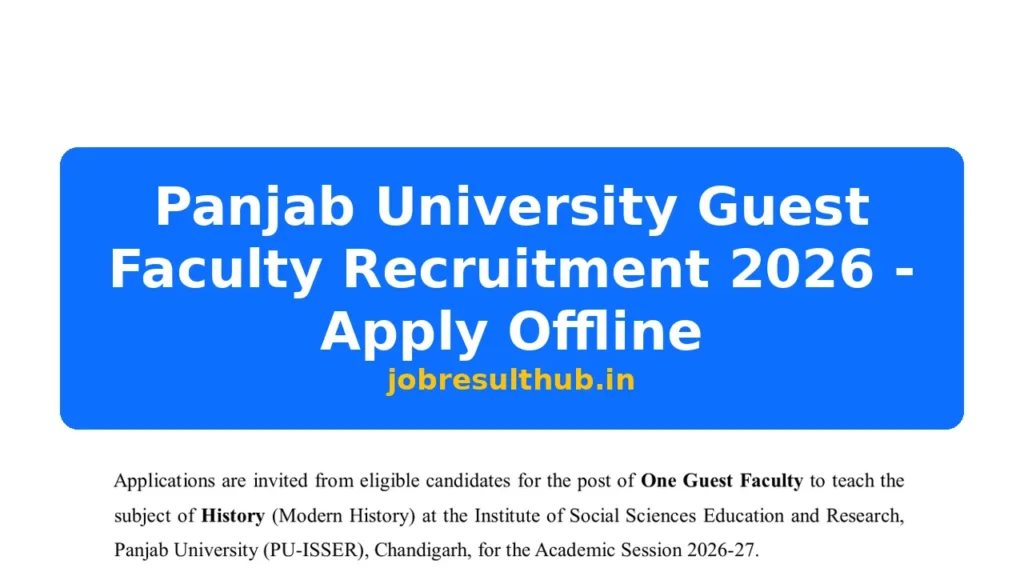 Panjab University Guest Faculty Recruitment 2026 - Apply Offline - 2026 Posts