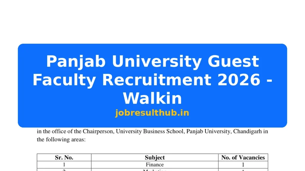 Panjab University Guest Faculty Recruitment 2026 - Walkin - 5 Posts