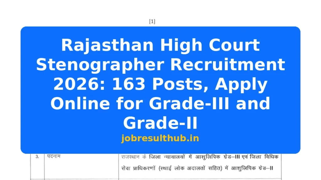 Rajasthan High Court Stenographer Recruitment 2026: 163 Posts, Apply Online for Grade-III and Grade-II - 163 Posts