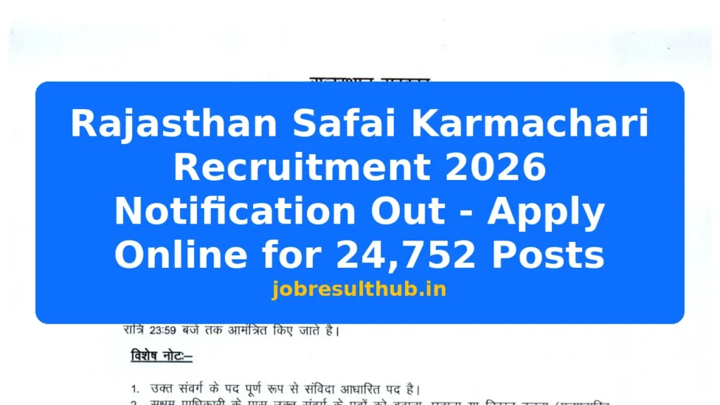 Rajasthan Safai Karmachari Recruitment 2026 Notification Out - Apply Online for 24,752 Posts - 2026 Posts