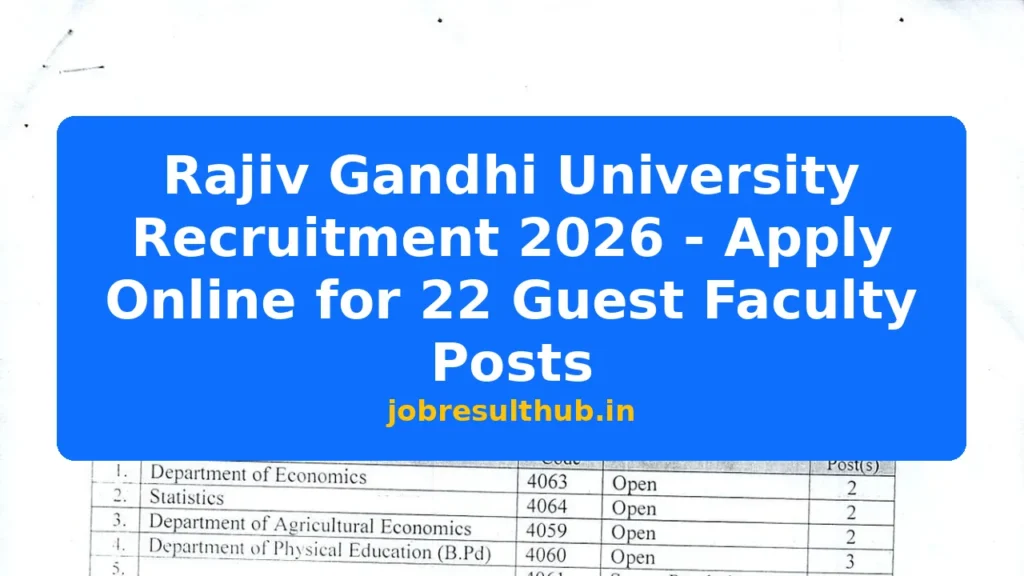 Rajiv Gandhi University Recruitment 2026 - Apply Online for 22 Guest Faculty Posts - 2026 Posts