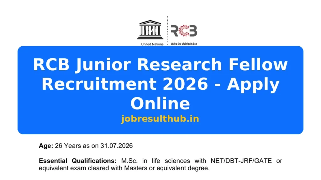 RCB Junior Research Fellow Recruitment 2026 - Apply Online - 2026 Posts
