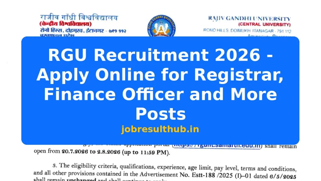 RGU Recruitment 2026 - Apply Online for Registrar, Finance Officer and More Posts - 2026 Posts