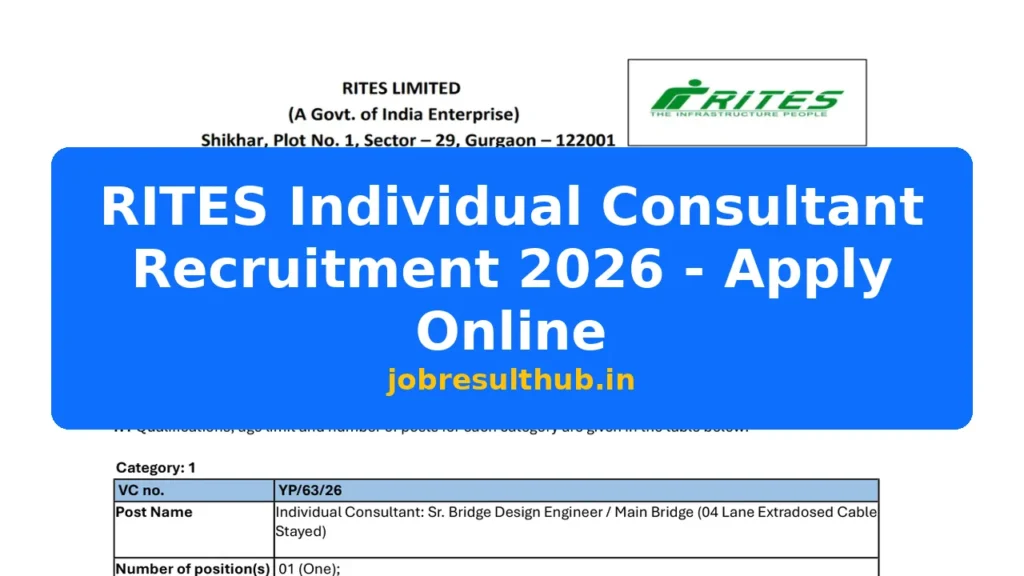 RITES Individual Consultant Recruitment 2026 - Apply Online - 2026 Posts